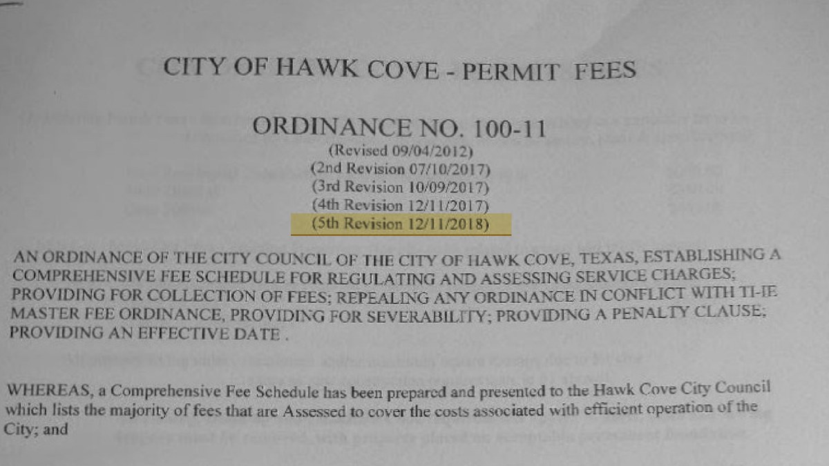 Ordinance No. 100-11 header listing its revisions, the last one reading 5th Revision 12/11/2018